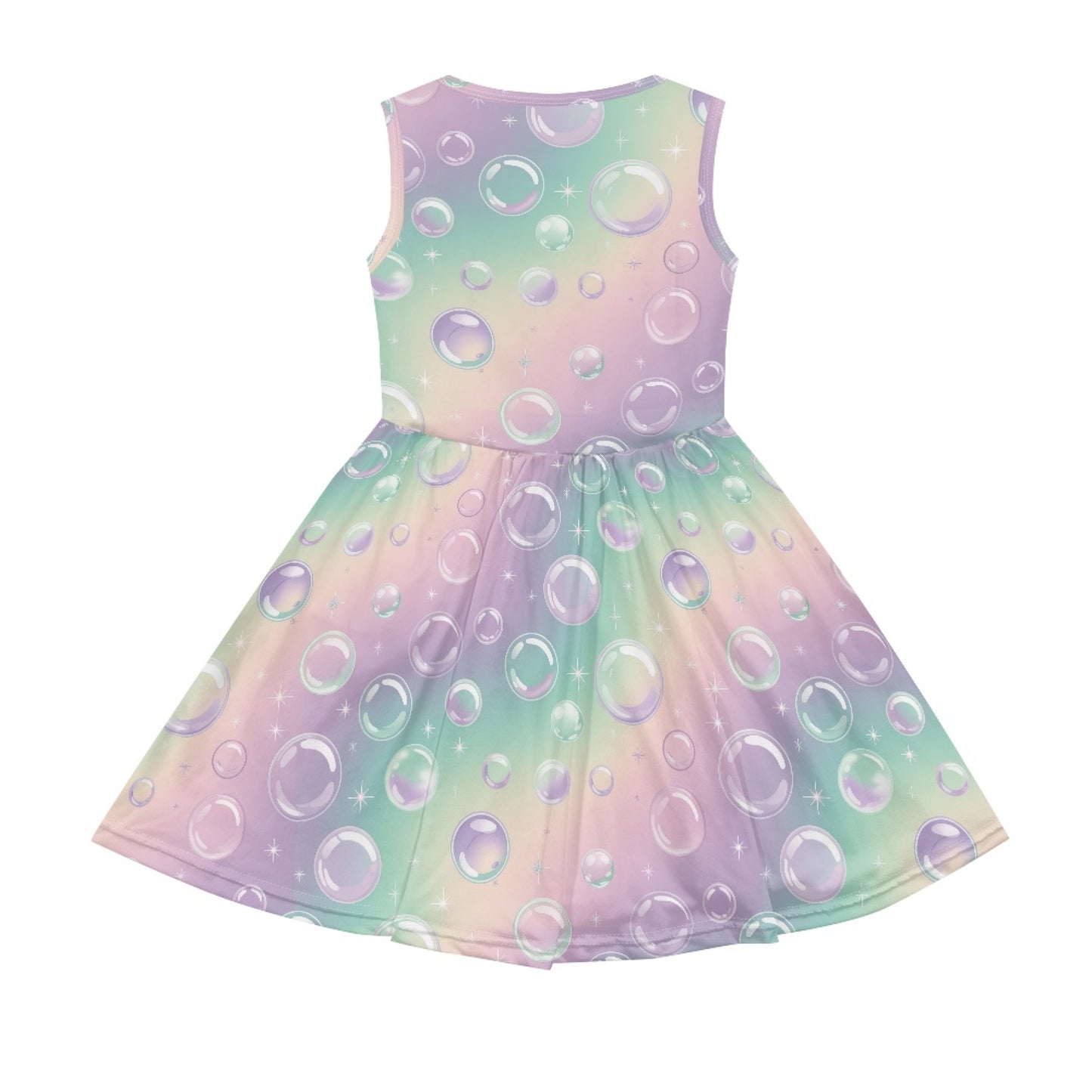 Girls Pastel Rainbow Bubble Dress | Cute Gradient Sleeveless Kids Dress