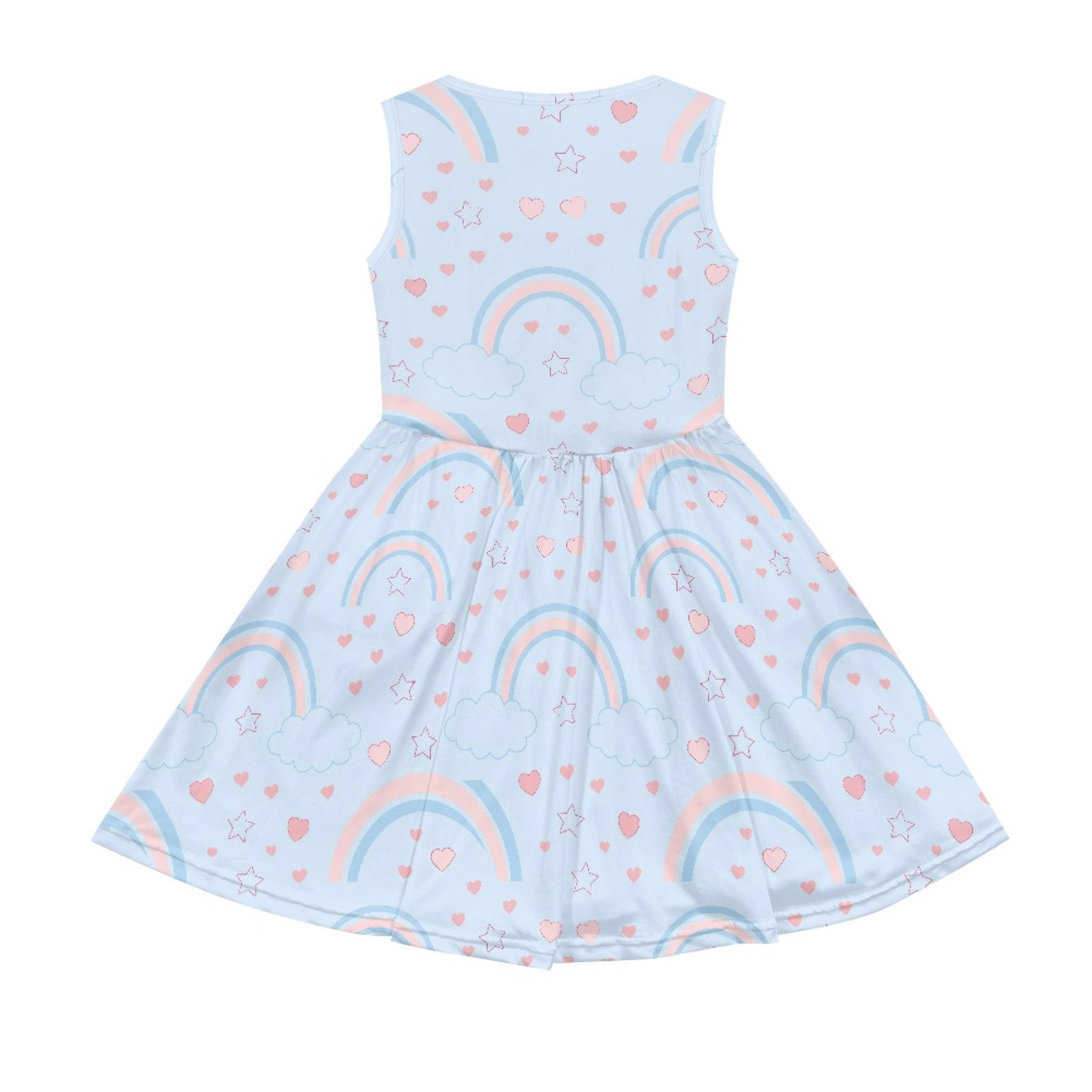 Girls Rainbow Heart Dress | Cloud Print Cute Kids Dress