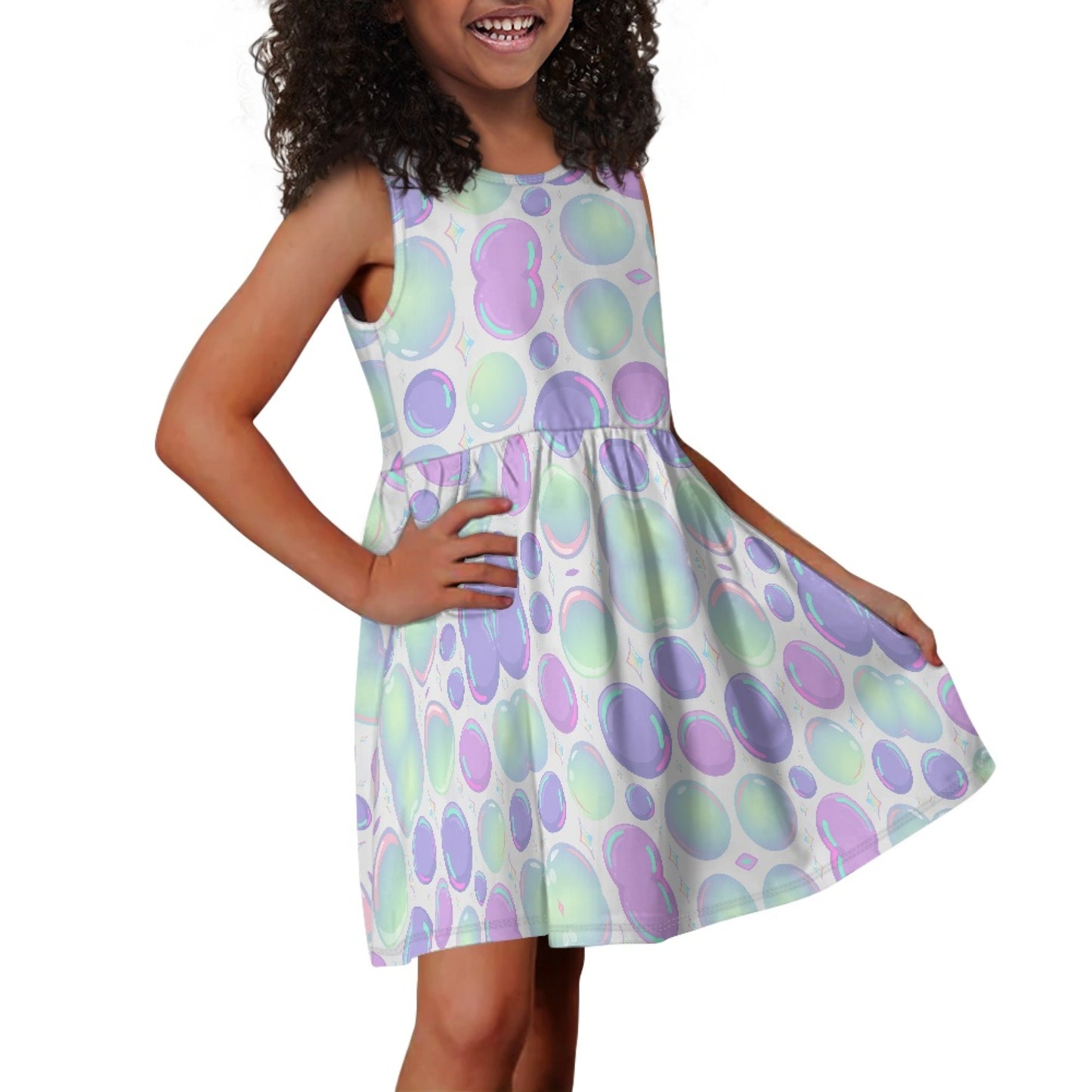 Girls Pastel Bubble Dress – Cute Sleeveless Twirl Dress for Toddler & Little Girls