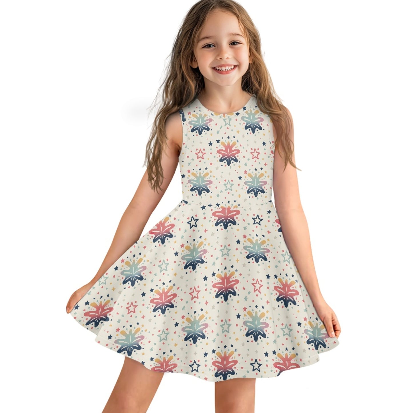 Girls Colorful School Supplies Dress | Cute Twirl Dress for Kids