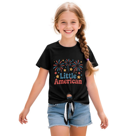 "Little American" | Girl's Fireworks Graphic Front-Tie Tee