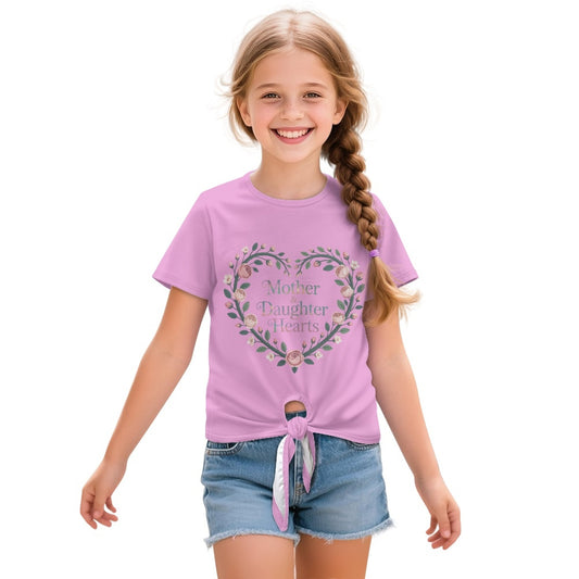 Mother's Day Matching Collection: "Mother & Daughter Hearts" Front-Tie Tee