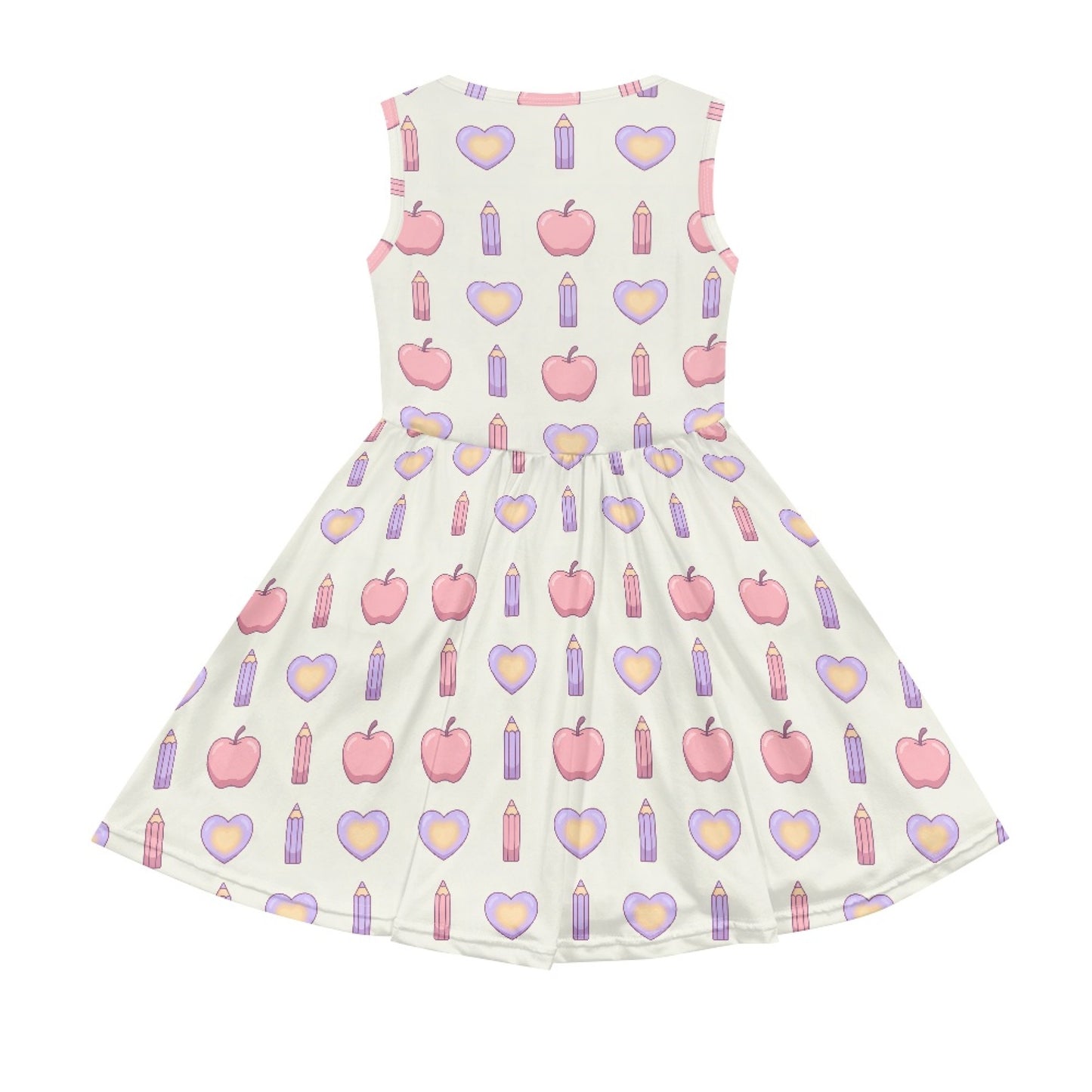 Girls Heart Apple Print Dress | Cute Pastel School Theme Dress
