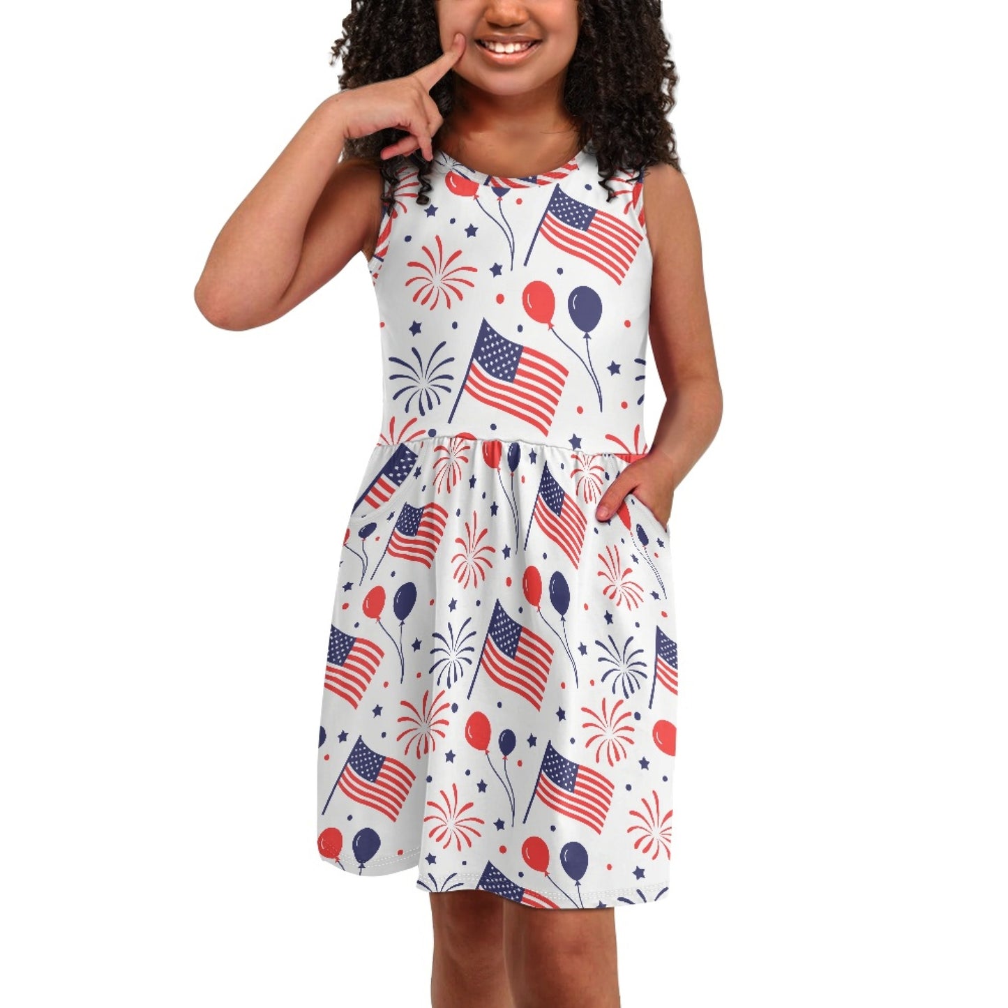 Girls Celebration Fireworks Dress | Patriotic Style Kids Dress