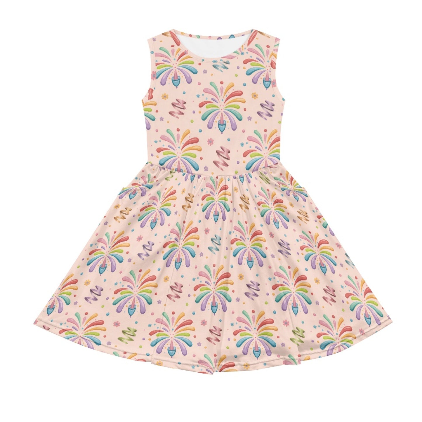 Girls’ Colorful Party Dress – Fun & Festive Print, Perfect for Birthdays & Celebrations