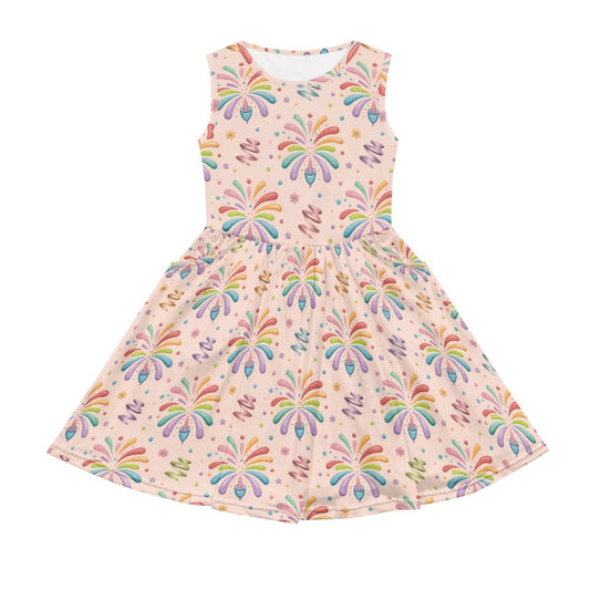 Girls’ Colorful Party Dress – Fun & Festive Print, Perfect for Birthdays & Celebrations