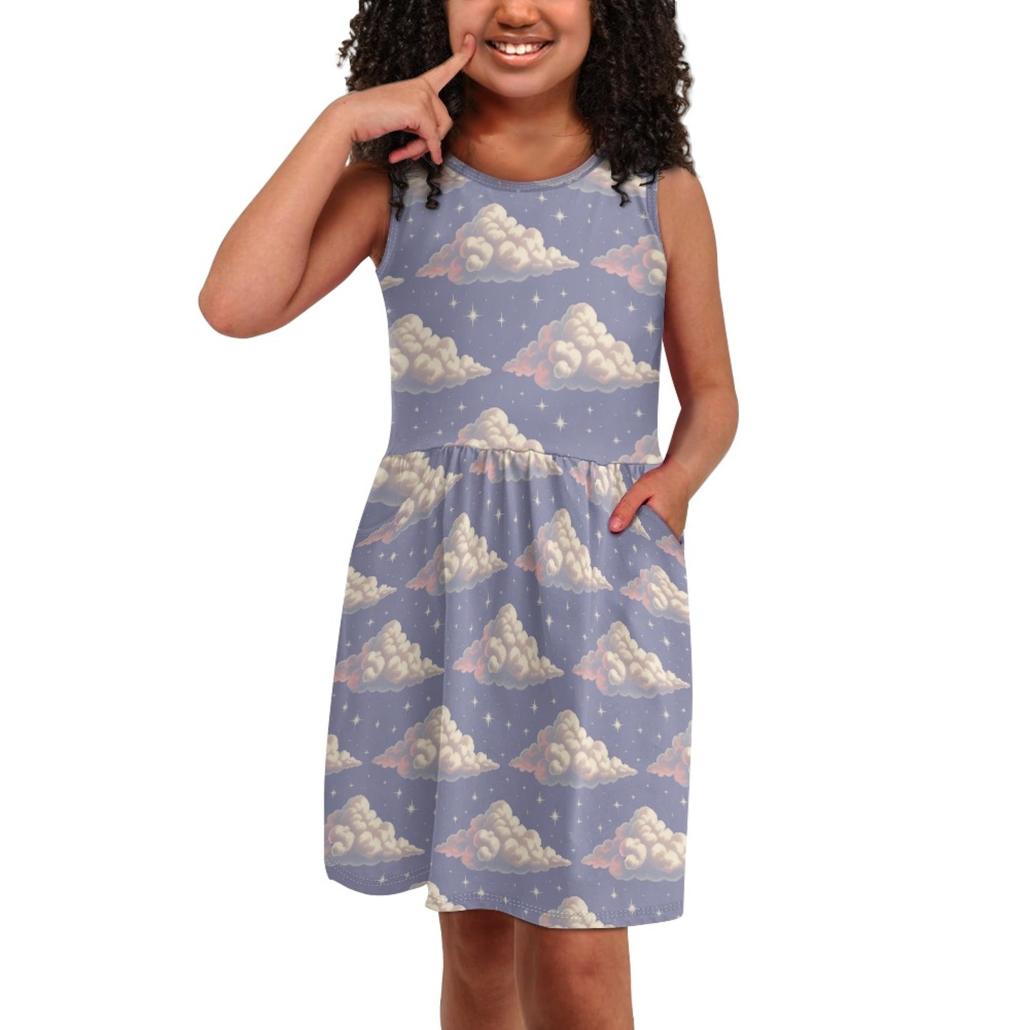 Girls Dreamy Cloud Dress – Cute Sleeveless Twirl Dress for Toddler & Little Girls