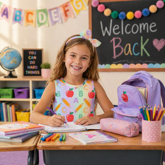 Girls ABC Apple Print Dress | Colorful Back to School Sleeveless Dress