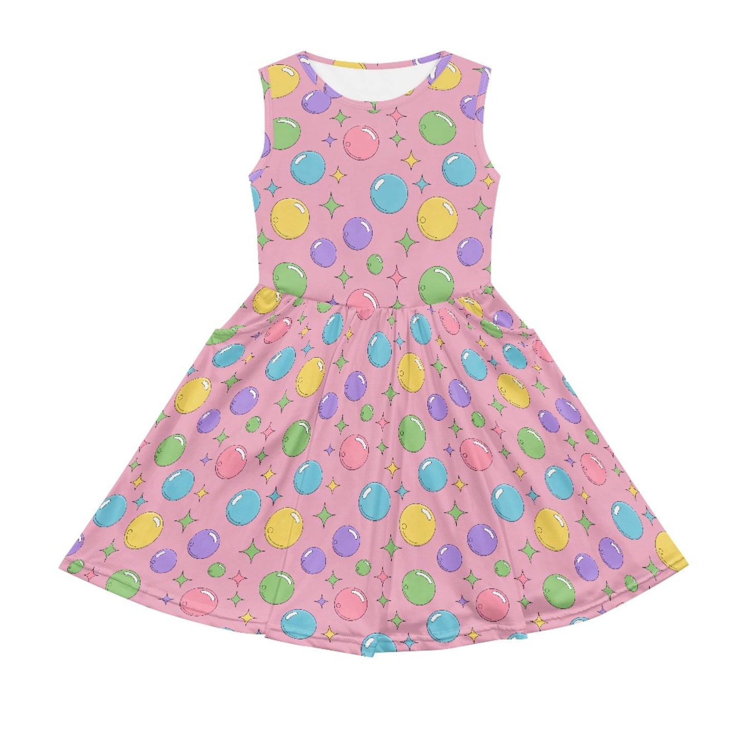 Girls Pastel Bubble Dress – Cute Pink Sleeveless Twirl Dress for Toddler & Little Girls