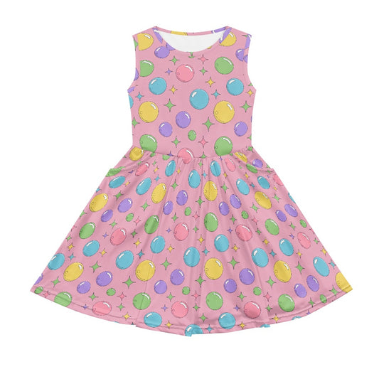 Girls Pastel Bubble Dress – Cute Pink Sleeveless Twirl Dress for Toddler & Little Girls