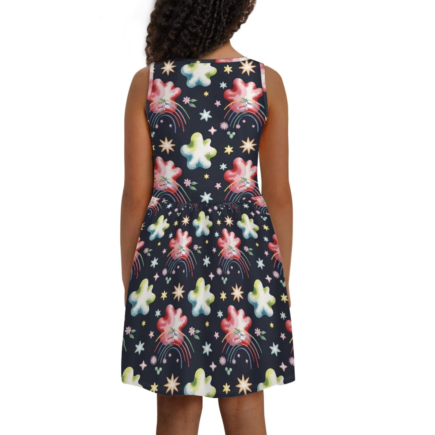 Girls Rainbow Star Dress – Cute Sleeveless Twirl Dress for Toddler & Little Girls