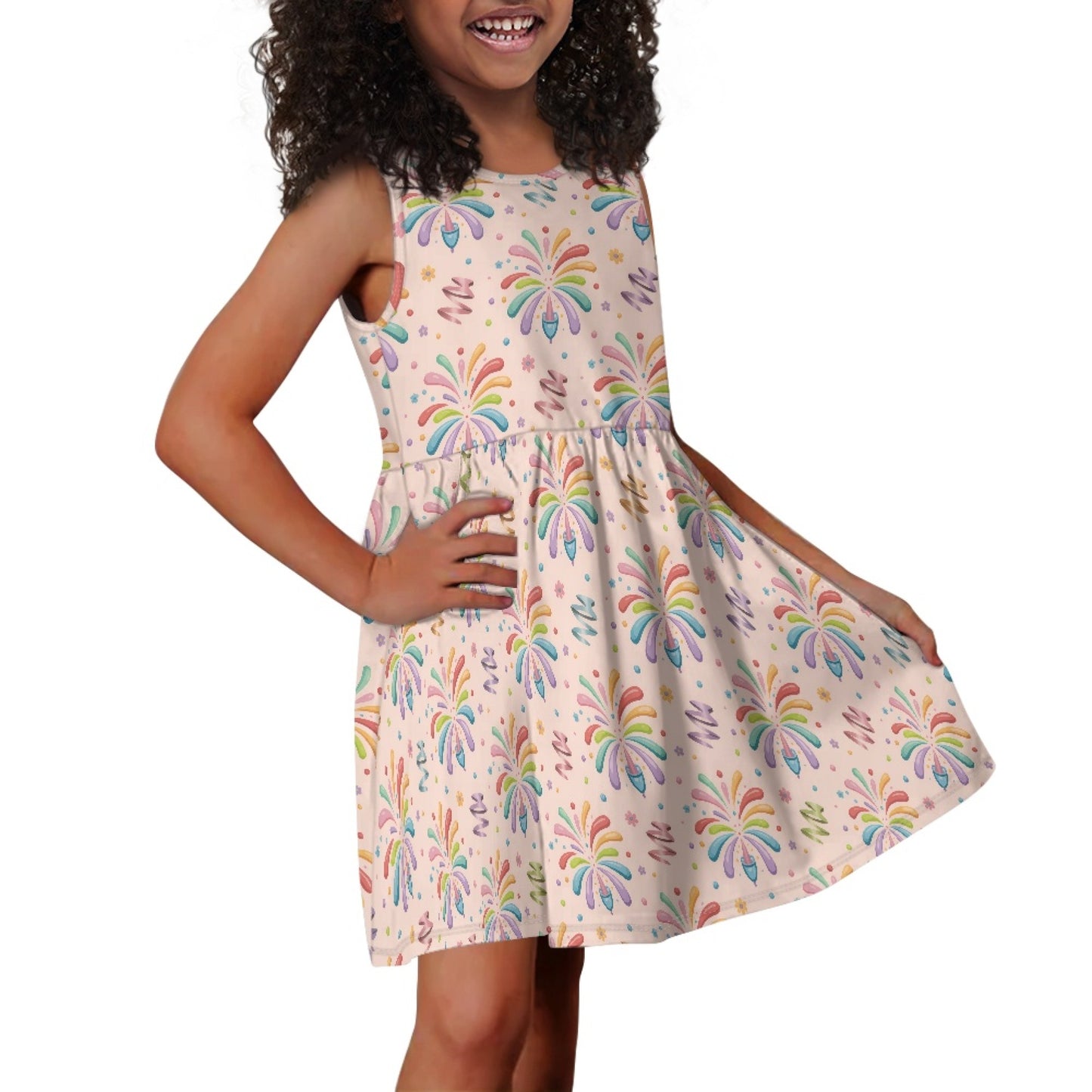 Girls’ Colorful Party Dress – Fun & Festive Print, Perfect for Birthdays & Celebrations