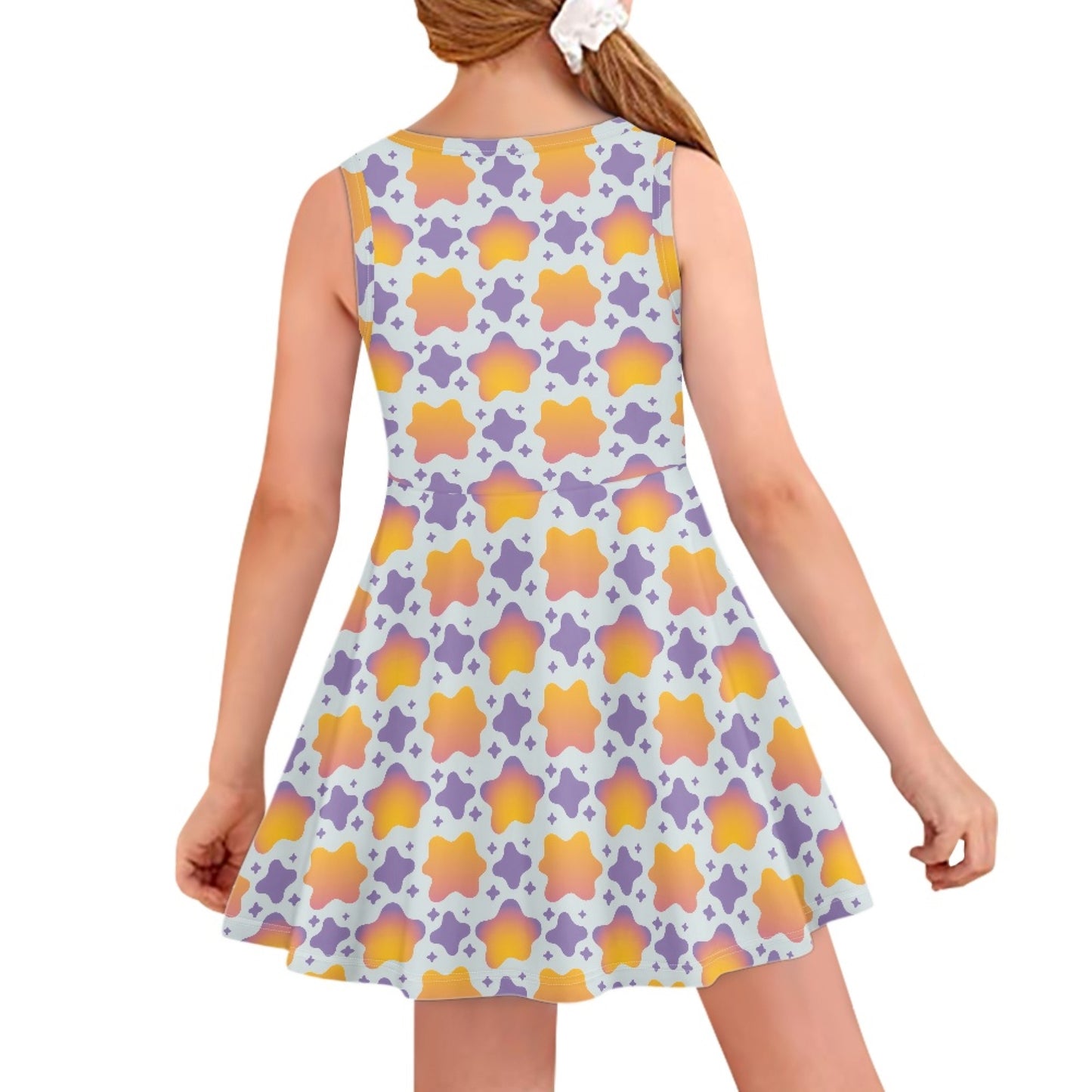 Girls Gradient Star Dress | Cute Pastel Sleeveless Twirl Dress for Kids