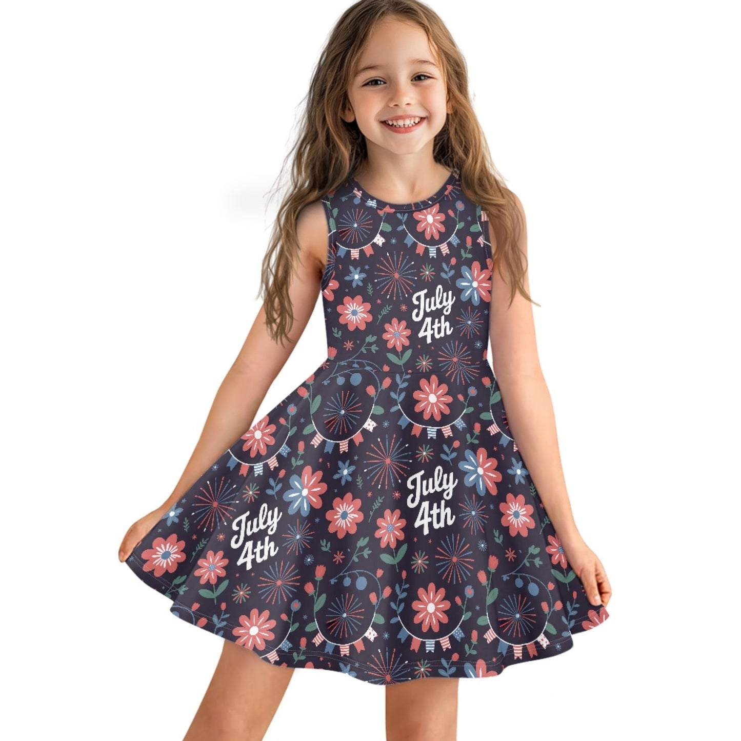 Girls 4th of July Dress | Cute Patriotic Twirl Dress for Kids