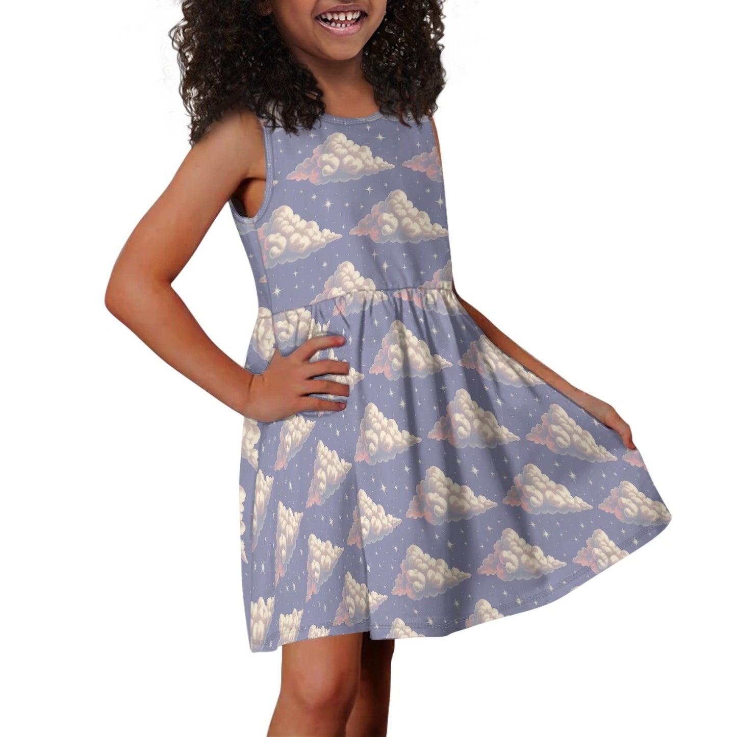 Girls Dreamy Cloud Dress – Cute Sleeveless Twirl Dress for Toddler & Little Girls