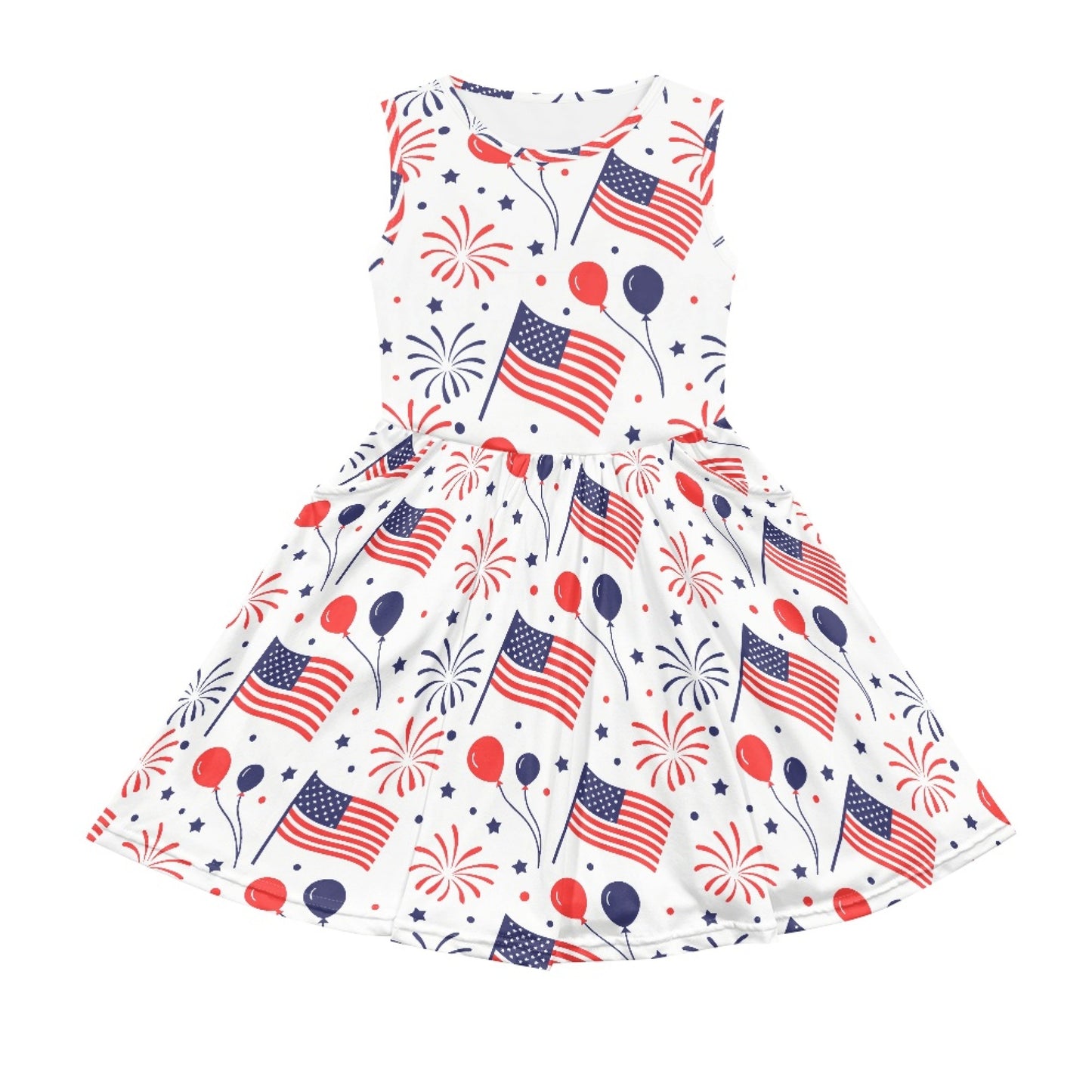 Girls Celebration Fireworks Dress | Patriotic Style Kids Dress