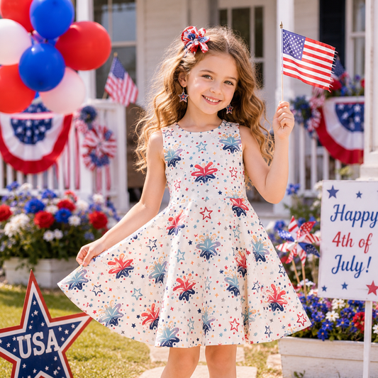 Girls Colorful School Supplies Dress | Cute Twirl Dress for Kids