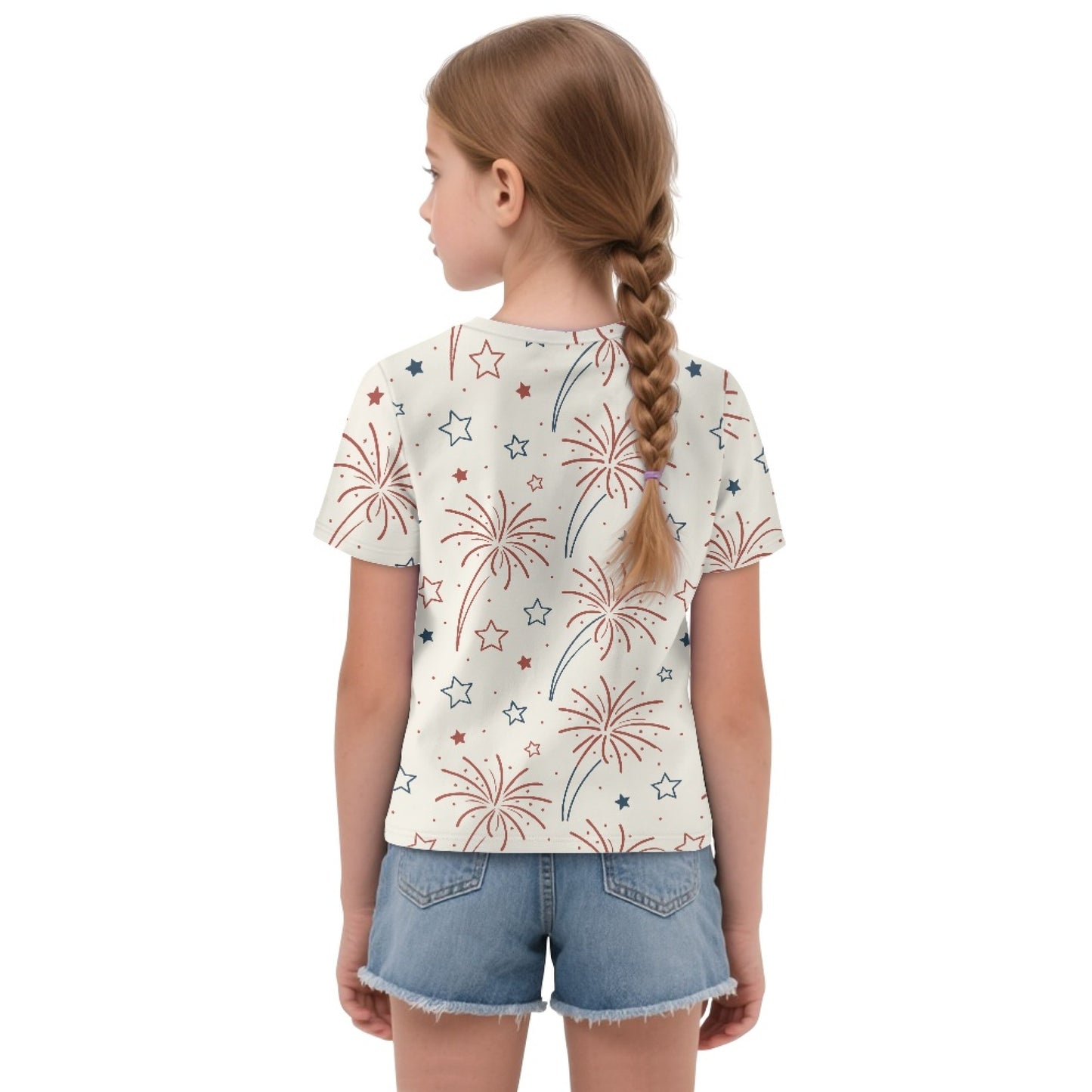Independence Day Fireworks All-Over Print Girl's Front-Tie Tee