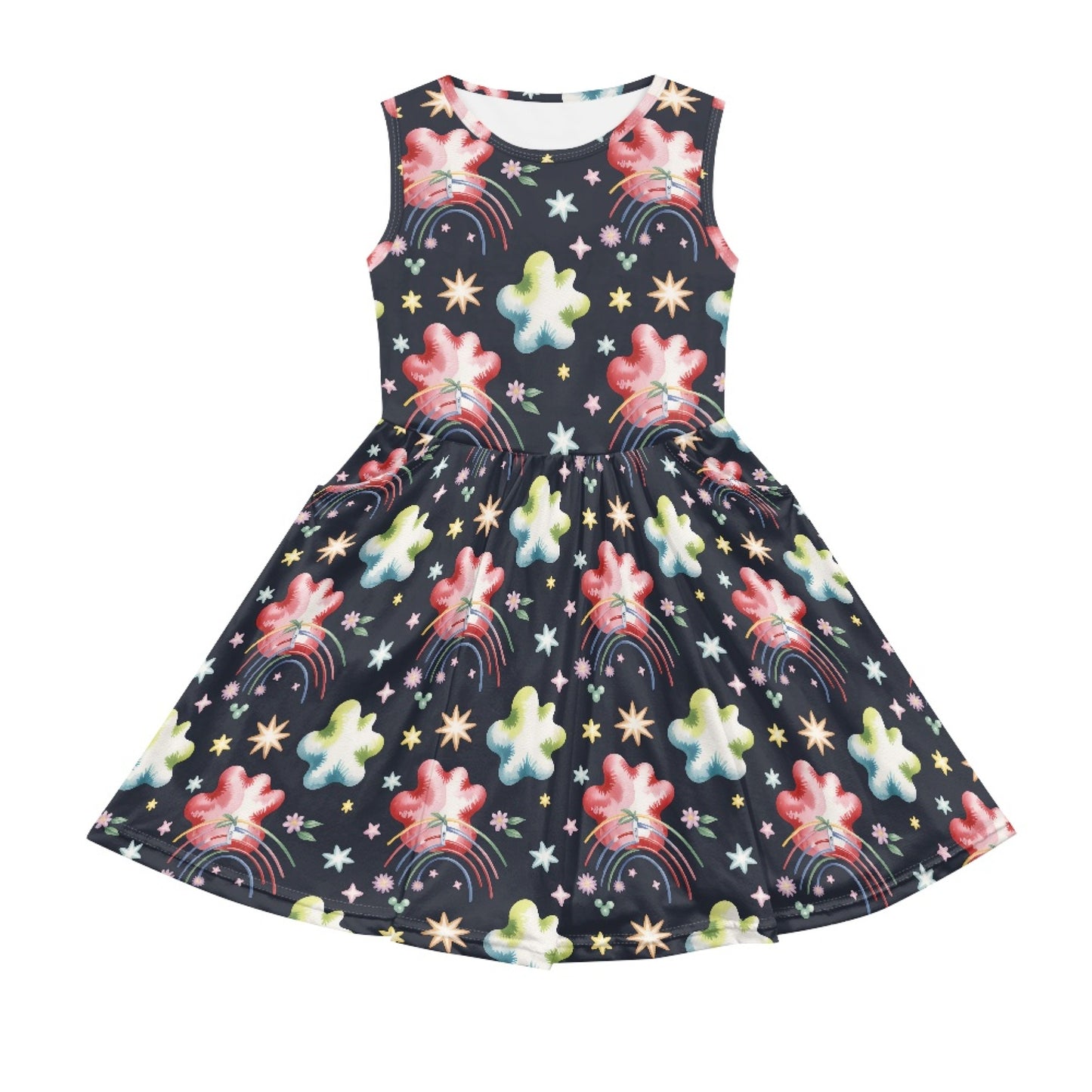 Girls Rainbow Star Dress – Cute Sleeveless Twirl Dress for Toddler & Little Girls