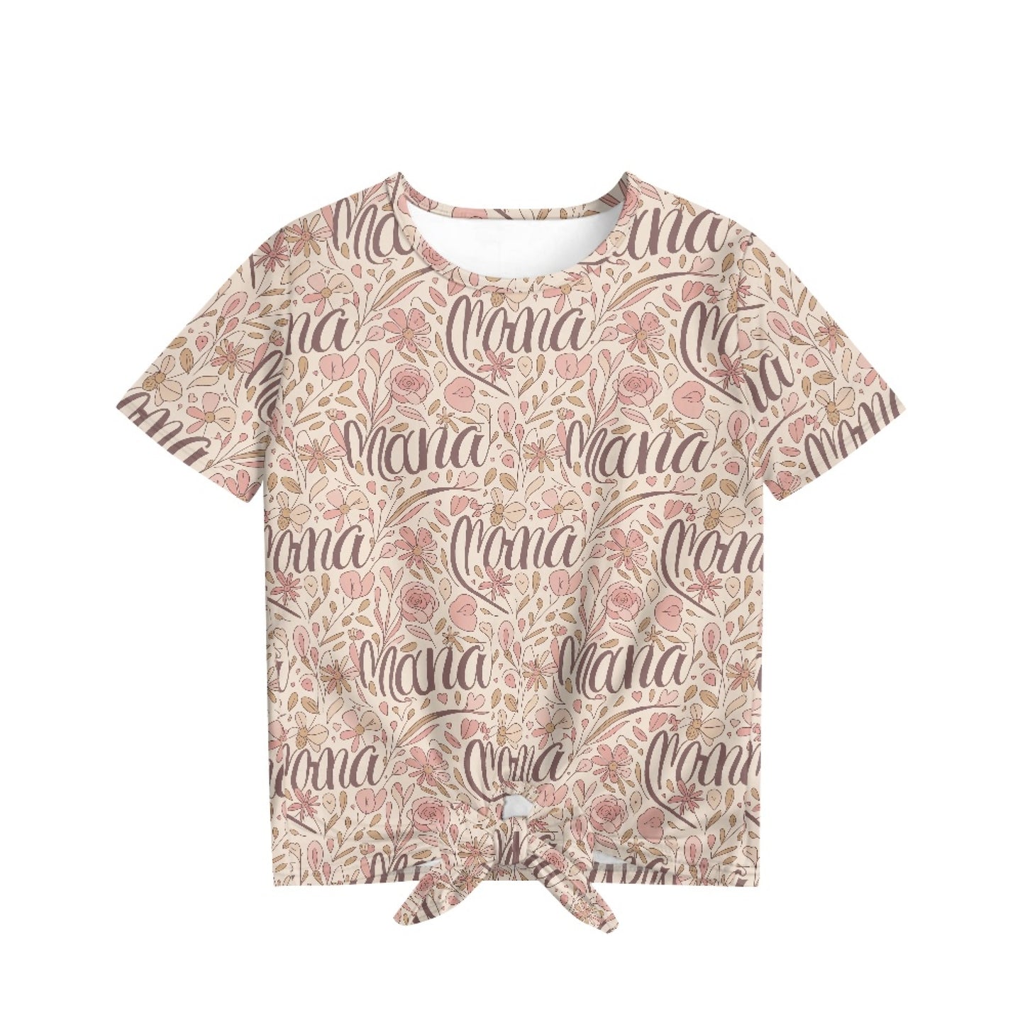 Mama’s Garden | Girl's All-Over Floral Print Front-Tie Tee