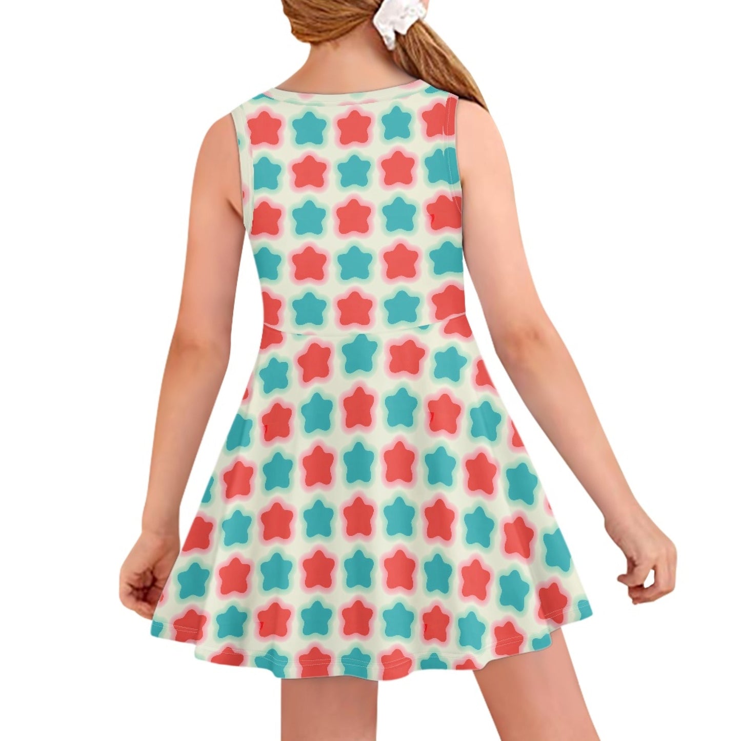 Girls Bubble Dream Retro Star Dress | Cute Sleeveless Twirl Dress for Kids