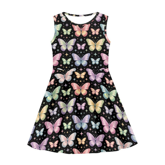 Girls Pastel Butterfly Dress | Cute Sleeveless Twirl Dress for Kids