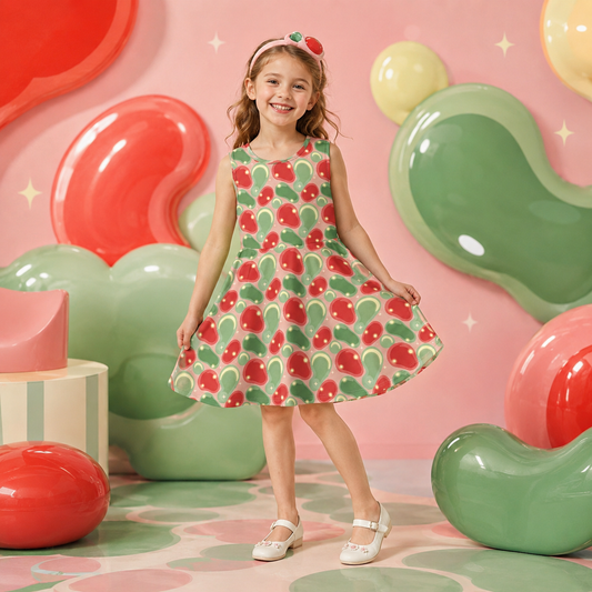 Girls Retro Bubble Dress | Cute Sleeveless Twirl Dress for Kids
