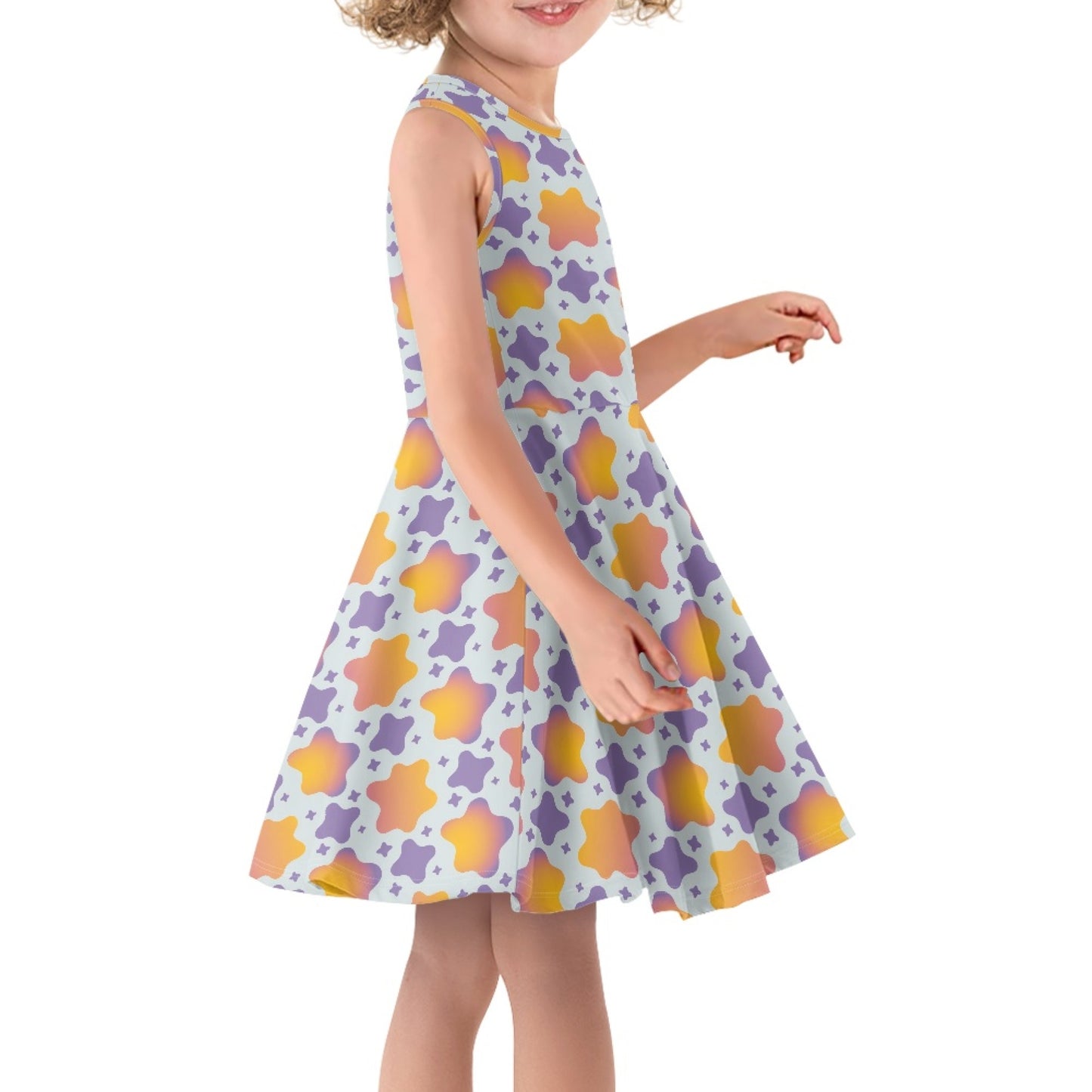 Girls Gradient Star Dress | Cute Pastel Sleeveless Twirl Dress for Kids