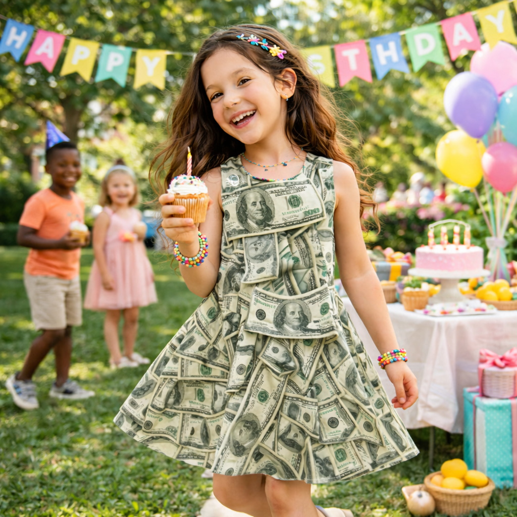 Girls Hundred Dollar Bills Sleeveless Dress with Pockets – Casual Dress