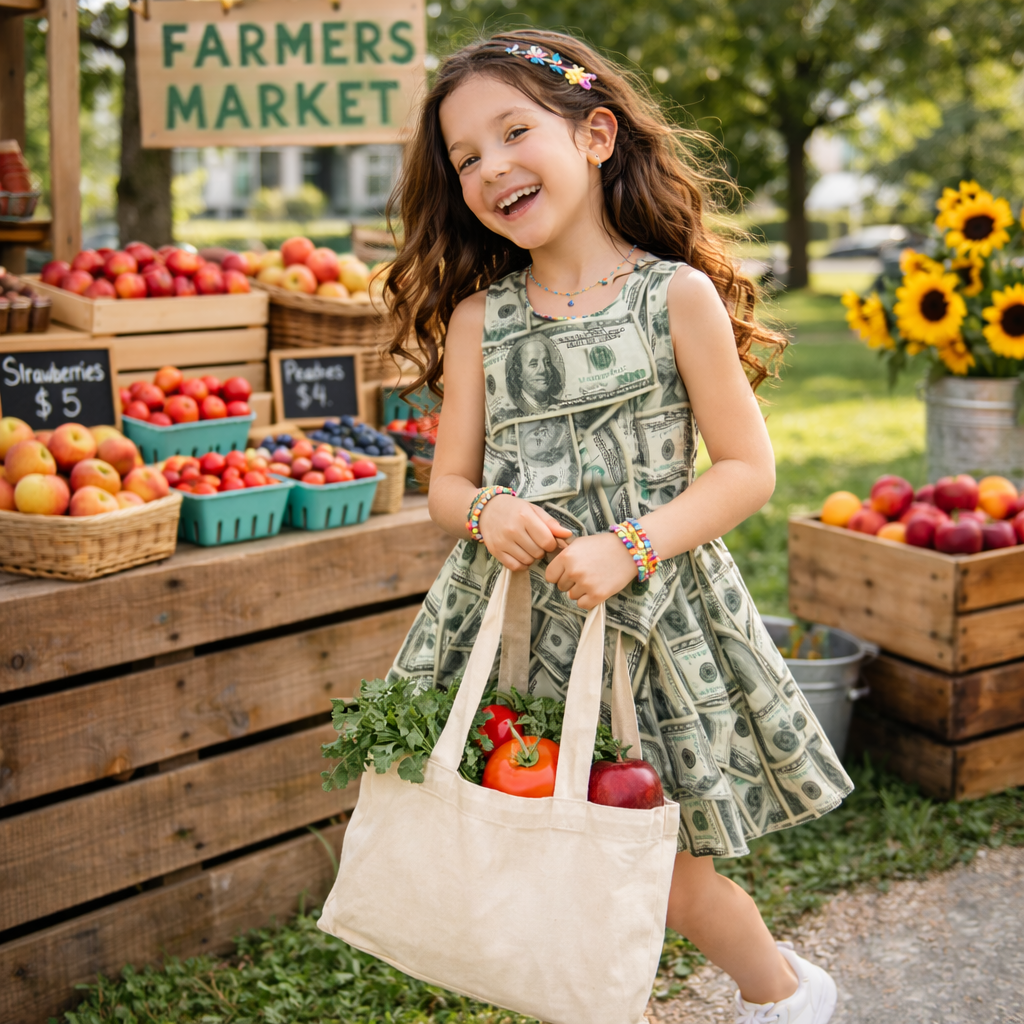 Girls Hundred Dollar Bills Sleeveless Dress with Pockets – Casual Dress