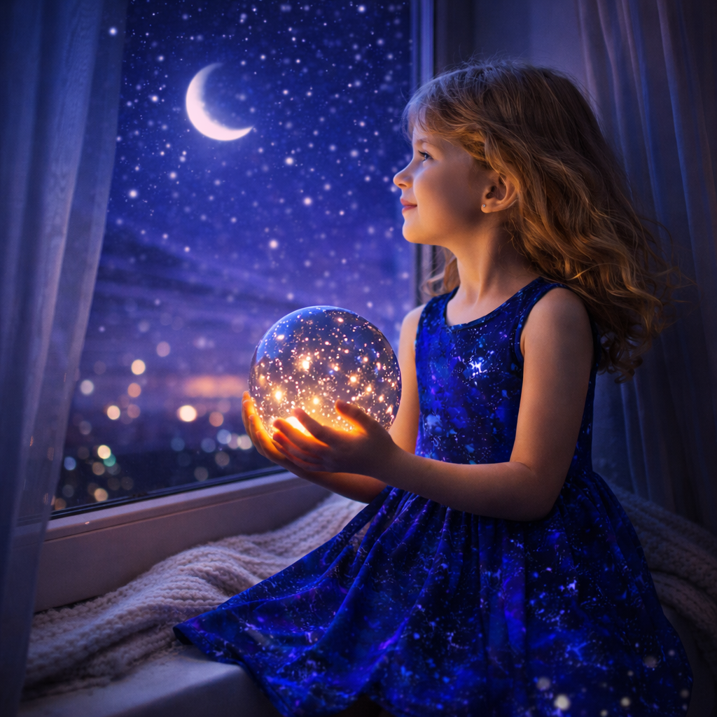 Girls Blue Galaxy Sleeveless Dress with Pockets – Girl Party Dress