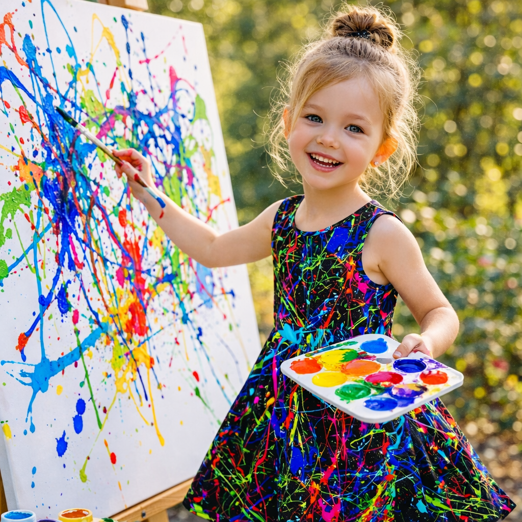 Girls Neon Rainbow Sleeveless Dress with Pockets – Casual Dress (2-14T)
