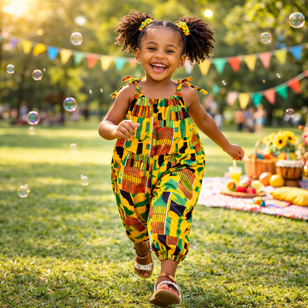 Girls African Boho Print Jumpsuit – Lightweight Summer Outfit for Kids