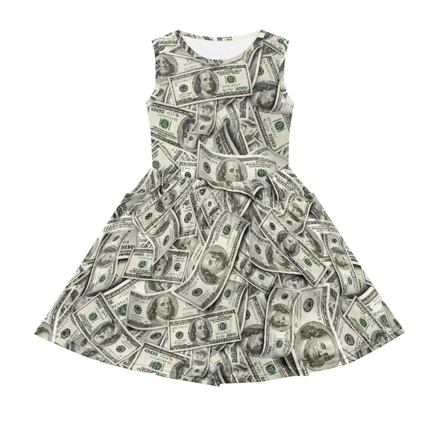 Girls Hundred Dollar Bills Sleeveless Dress with Pockets – Casual Dress