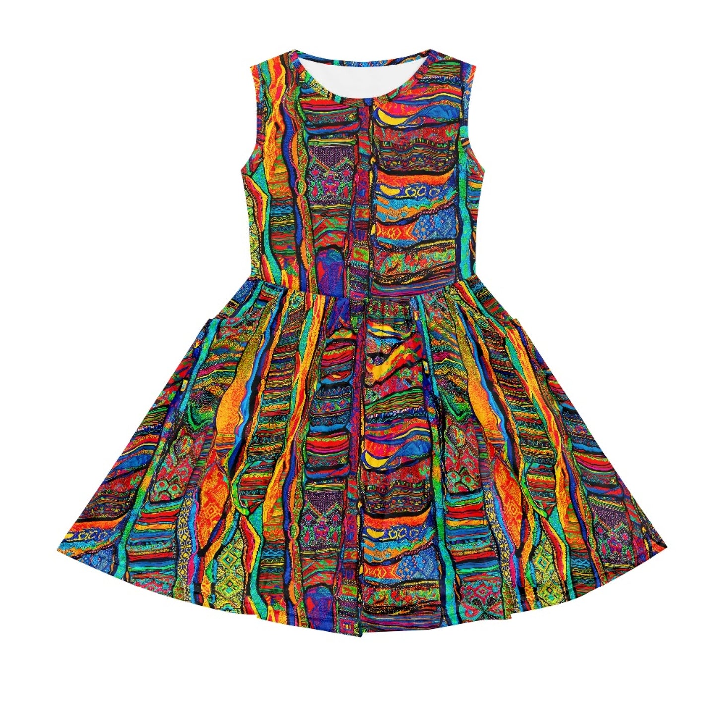 Boho Tribal Girls Sleeveless Dress with Pockets African Print 2-14Y