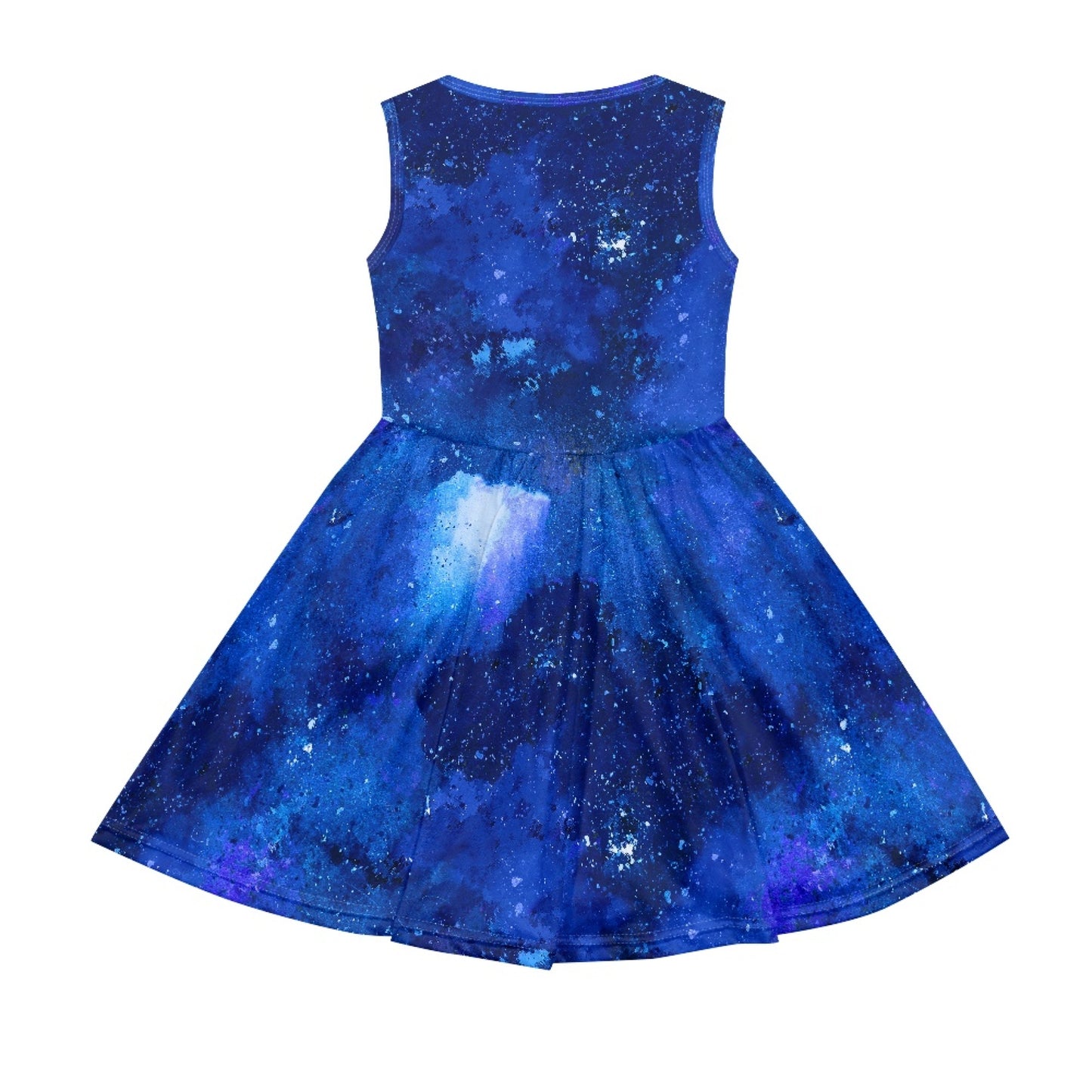 Girls Blue Galaxy Sleeveless Dress with Pockets – Girl Party Dress