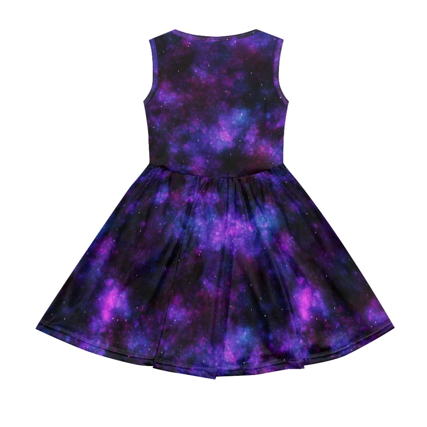 Girls Purple Galaxy Sleeveless Dress with Pockets – Girl Party Dress