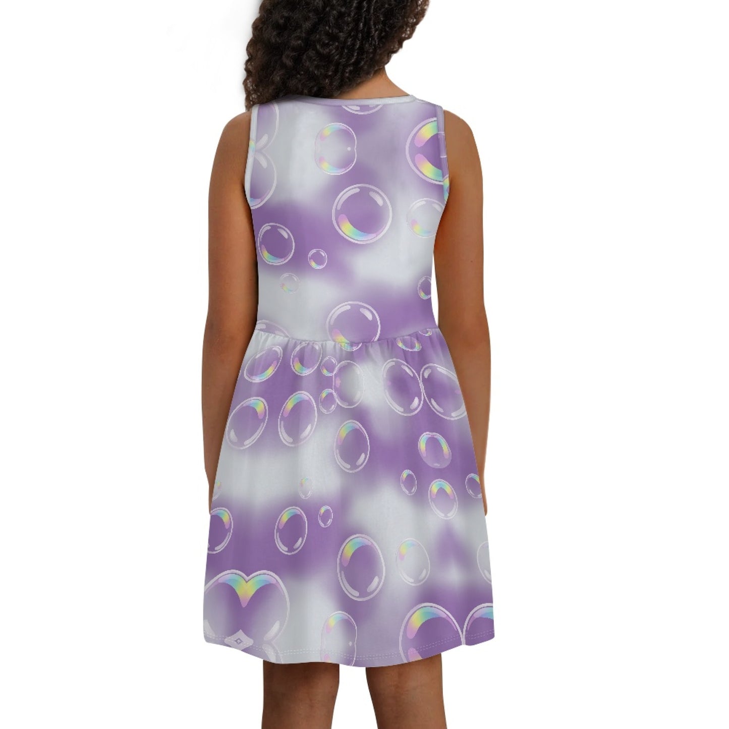 Girls Purple Bubble Dress | Dreamy Gradient Sleeveless Twirl Dress for Kids