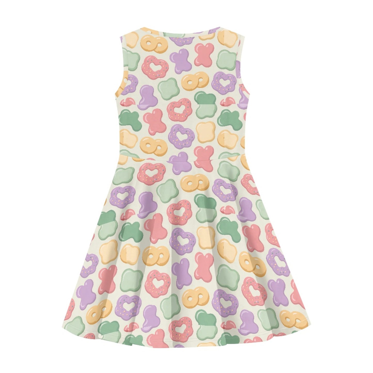 Girls Pastel Cookie Dress | Cute Kawaii Sleeveless Twirl Dress for Kids