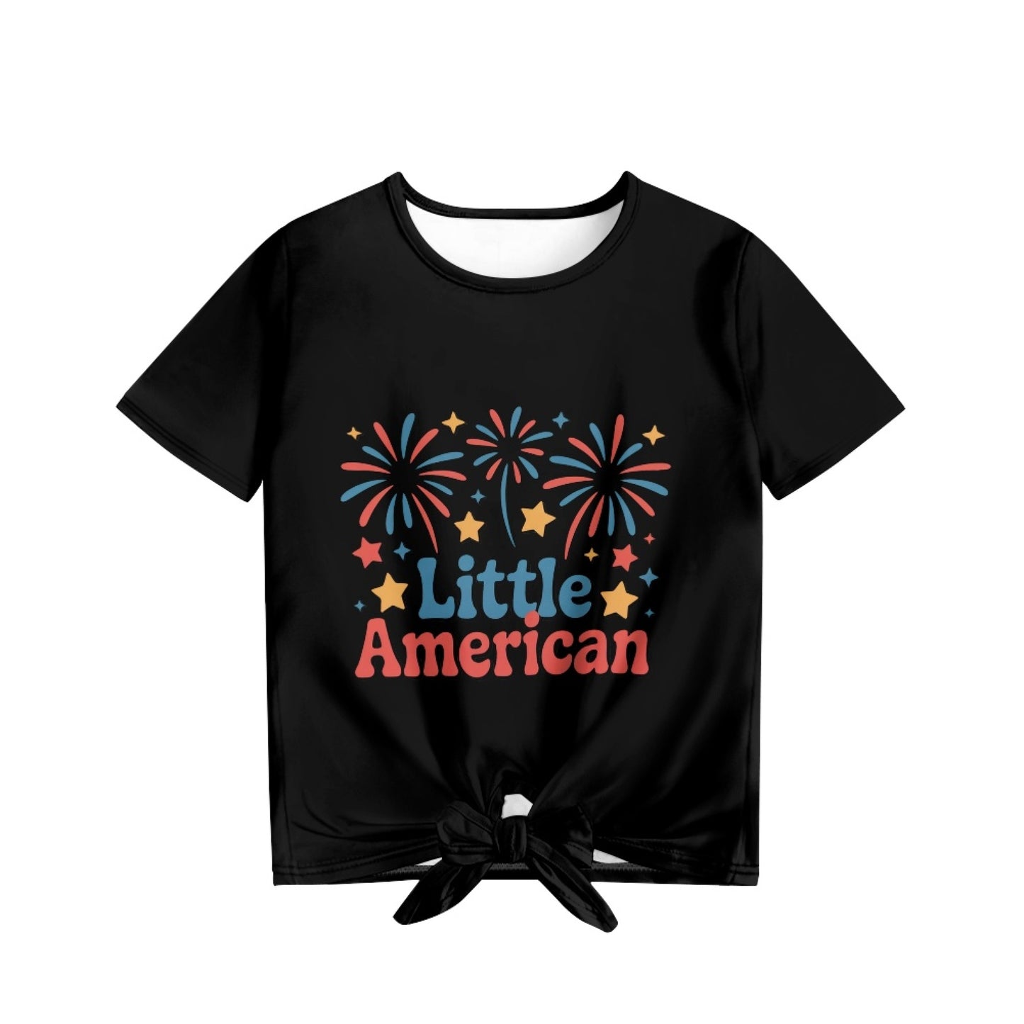 "Little American" | Girl's Fireworks Graphic Front-Tie Tee
