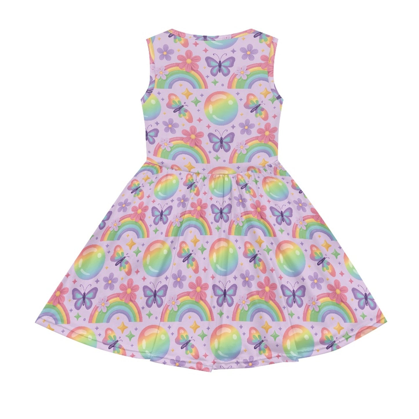 Girls Rainbow Butterfly Dress – Cute Pastel Sleeveless Twirl Dress for Toddler & Little Girls