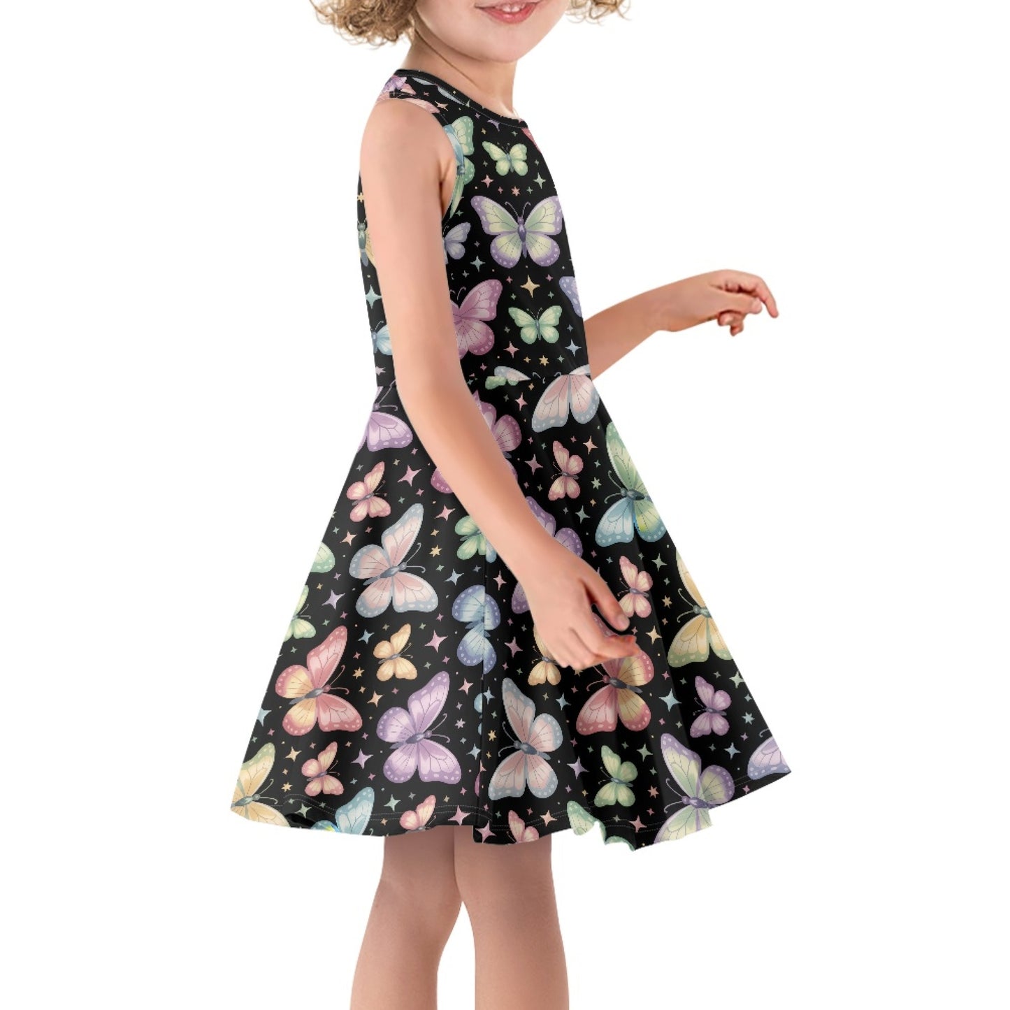 Girls Pastel Butterfly Dress | Cute Sleeveless Twirl Dress for Kids