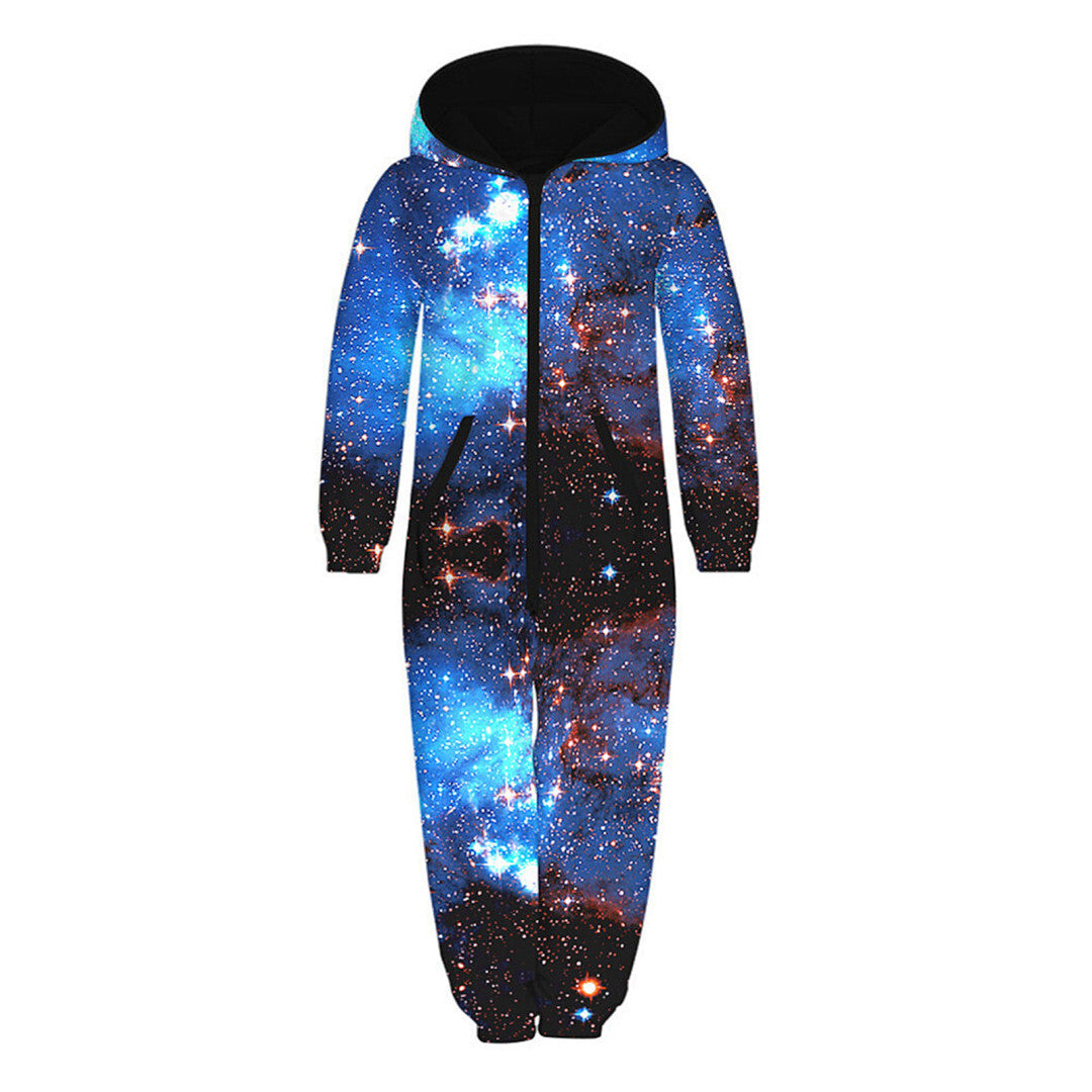 Boys Galaxy Zip-Up Onesie Pajamas – Cozy Hooded Kids Jumpsuit (7-14 Years)
