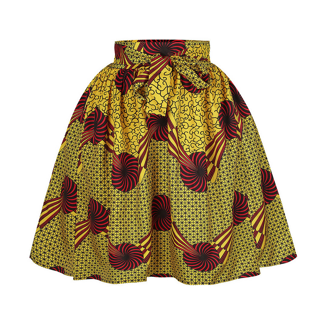 Girls African Boho Print Skirt – Colorful Summer Dance & Party Skirt