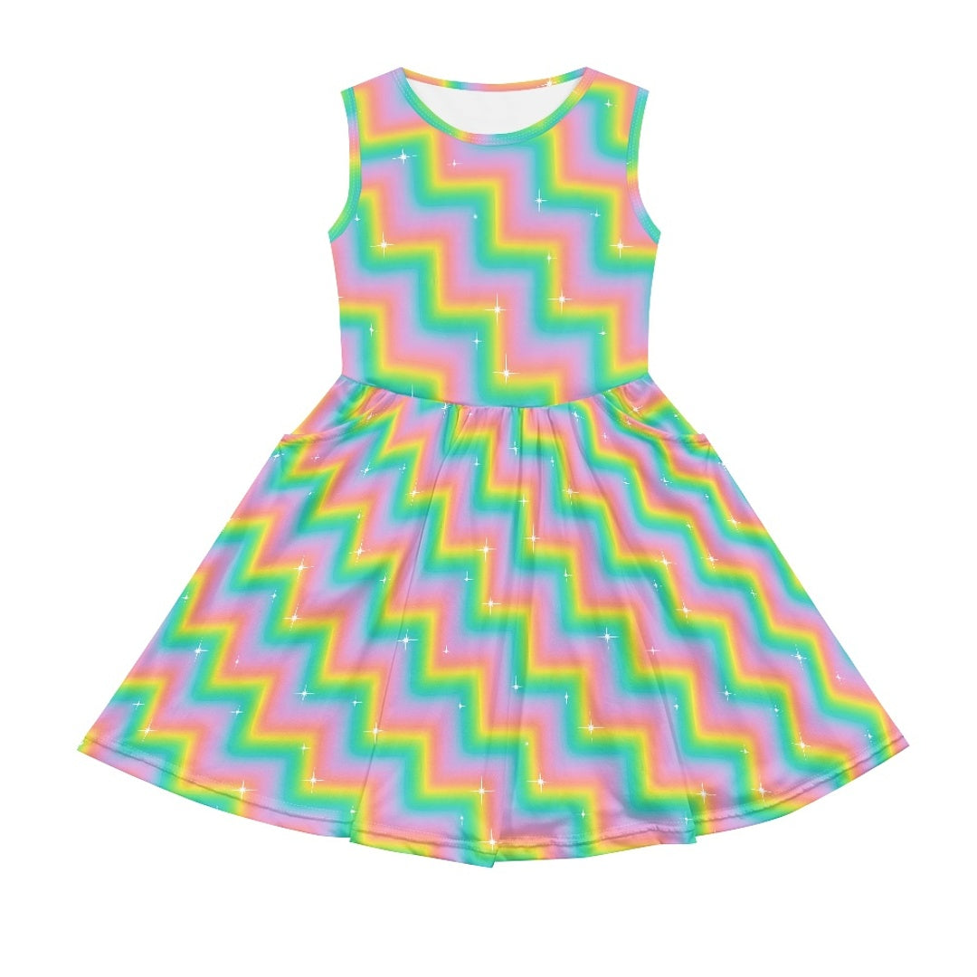 Girls Candy Lollipop Print Dress | Cute Sweet Theme Kids Dress