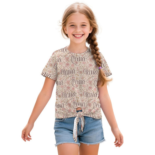 Mama’s Garden | Girl's All-Over Floral Print Front-Tie Tee