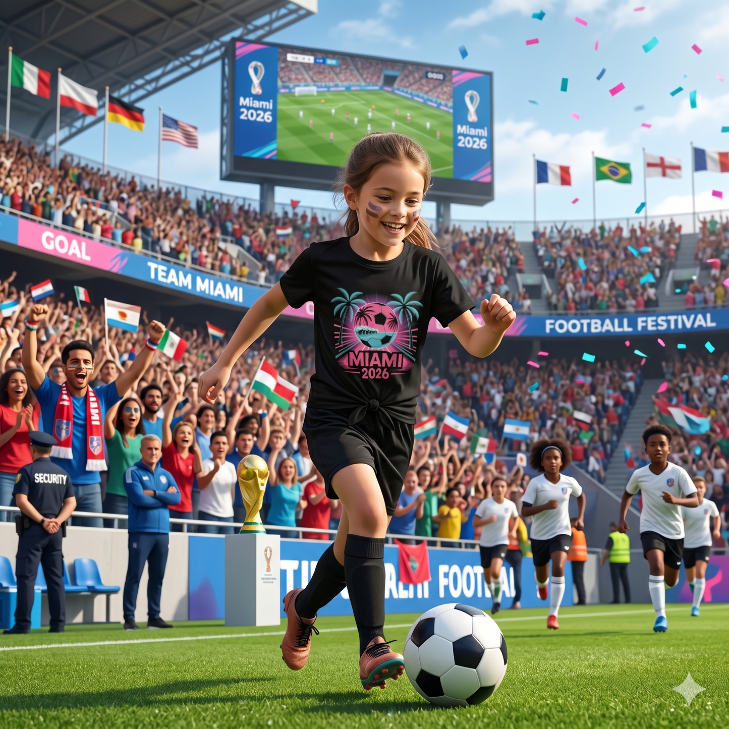 Game Time Neon Soccer Graphic Front-Tie Girl's Tee