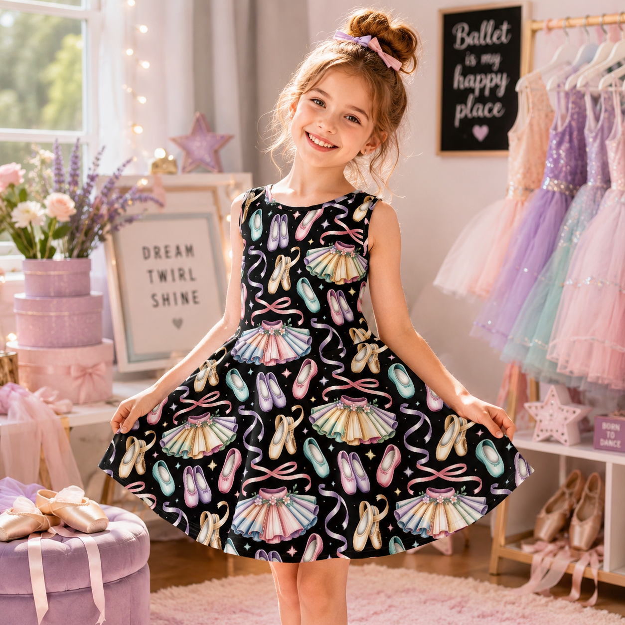 Girls Pastel Ballet Dress | Cute Sleeveless Twirl Dress for Kids