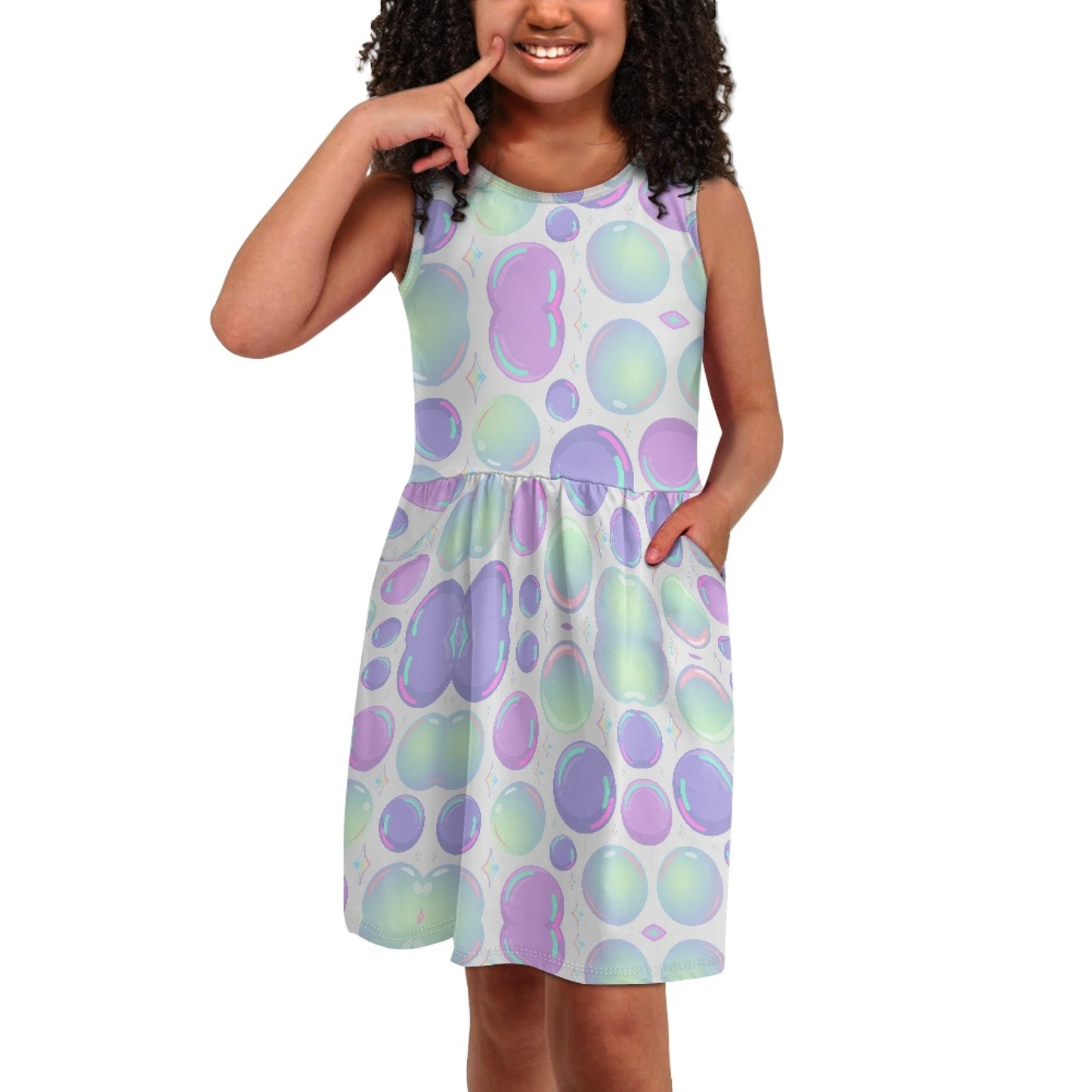 Girls Pastel Bubble Dress – Cute Sleeveless Twirl Dress for Toddler & Little Girls