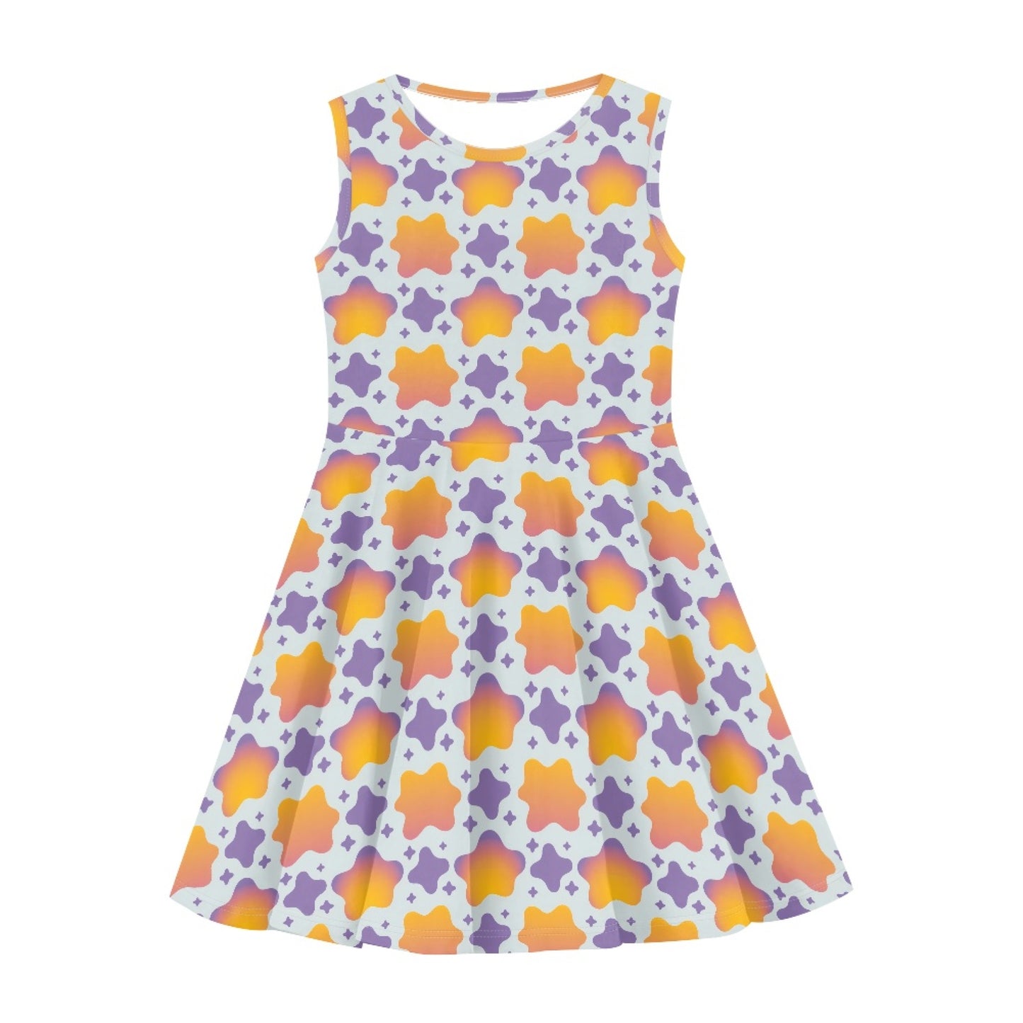 Girls Gradient Star Dress | Cute Pastel Sleeveless Twirl Dress for Kids